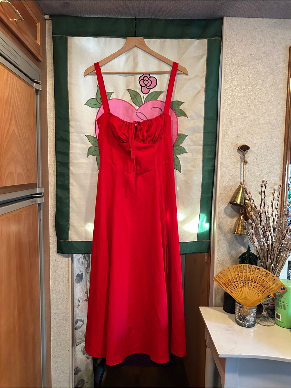 Red Satin Slip Dress - Classic Women's Dress